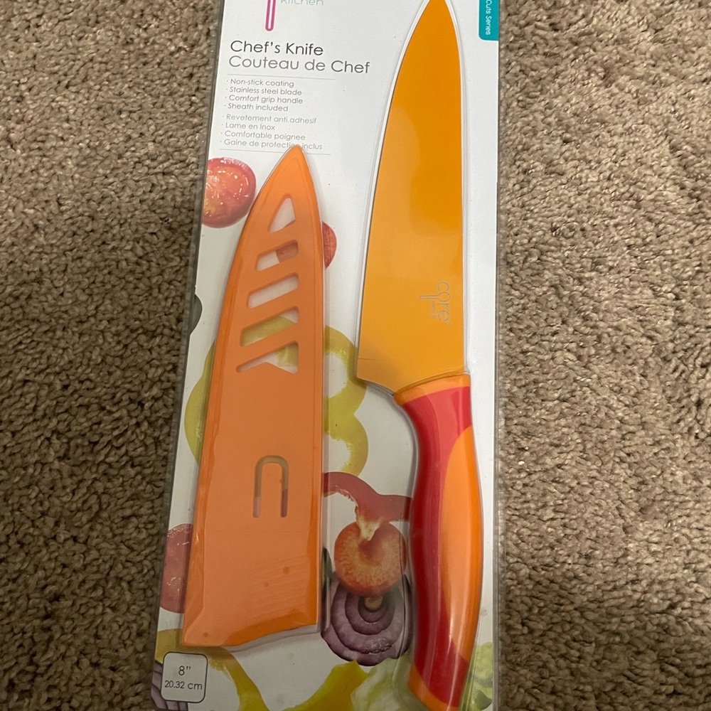 Orange Chef's Knife with Sheath